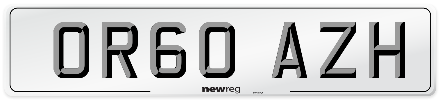 OR60 AZH Number Plate from New Reg